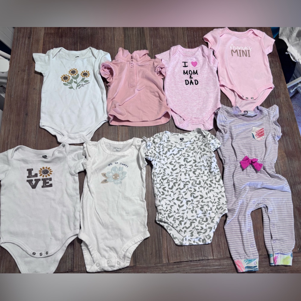 Baby Girls Mixed Onesie Bundle - White, Pink, Lavender